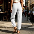 thumbnail image 2 of TEAJOPSUU Women's Cotton Blend Sweatpants Loose Elastic Waistband Cinching Bottom Ankle Pants with Pockets Casual Daily Solid Color Trousers White, 2 of 5