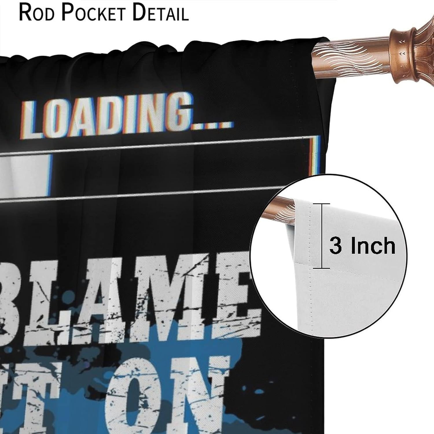 Kids Gamer Curtains Rod Pocket Black White Gaming Teen Boys Bedroom Decor Funny Quotes Men Cool Gamepad Art Printed Living Room Playroom Window Drapes Fabric 42'''' W x 84'''' L x2【Decor】