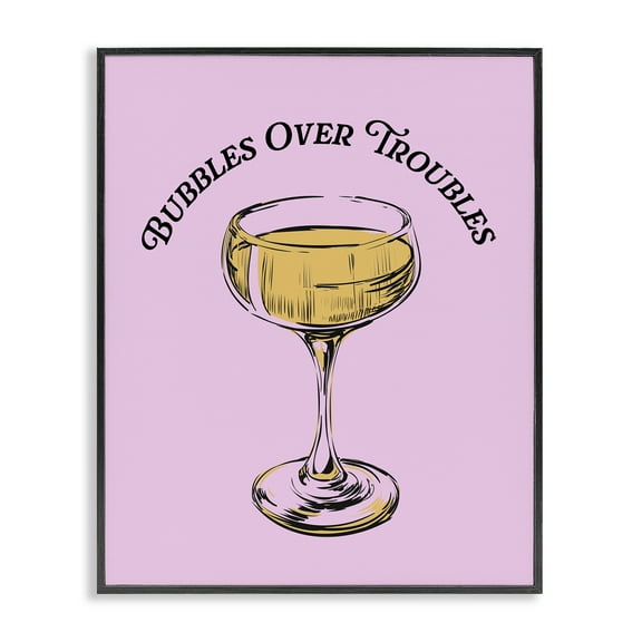 Stupell Industries Bubbles Over Troubles Food & Beverage Painting Black Framed Art Print Wall Art, 11 x 14