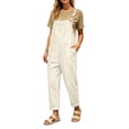 thumbnail image 5 of Fnooota Women's Overalls with Pockets, Adjustable Straps Loose Fit Casual Cotton Linen Summer Jumpsuits White Size S, 5 of 7