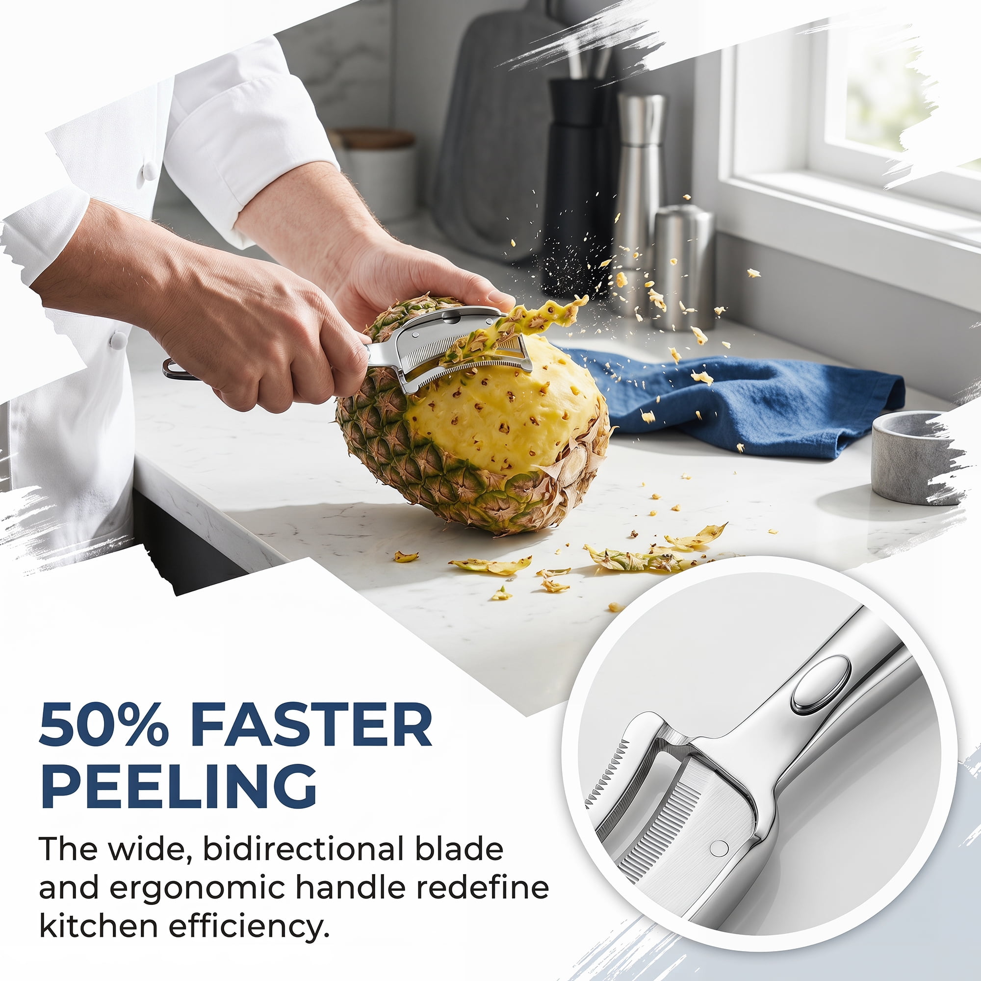 Unique Bargains Stainless Steel Vegetable Peeler with Ergonomic Handle Silver 7.2"x1.5"