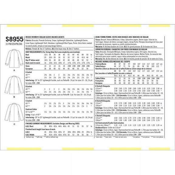 Simplicity Patterns 20W-22W-24W-26W-28W