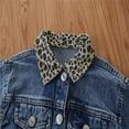 thumbnail image 4 of WhouRiu Girl's Denim Jacket Leopard Print Collar Long Sleeve Jacket Kids Lightweight Comfy Autumn Jackets Blue,Sized 9-12 M, 4 of 7
