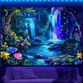 thumbnail image 3 of Blacklight Fantasy Forest Tapestry Aesthetic Mountain Landscape Wall Tapestry UV Reactive Hippie Bohemian Magic Flower Floral Tapestry Wall Hanging for Bedroom Living Room, 60X40IN, 3 of 5
