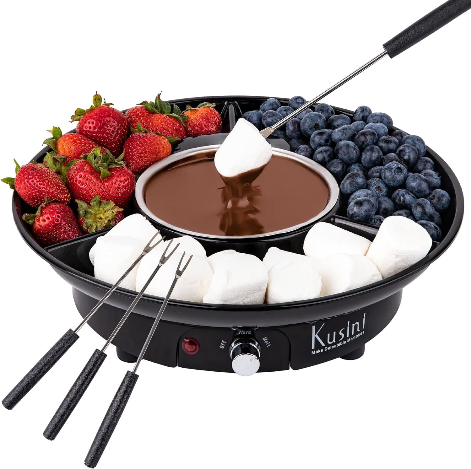 Brentwood 25-Watt Electric Fondue Pot Set with 3-Section