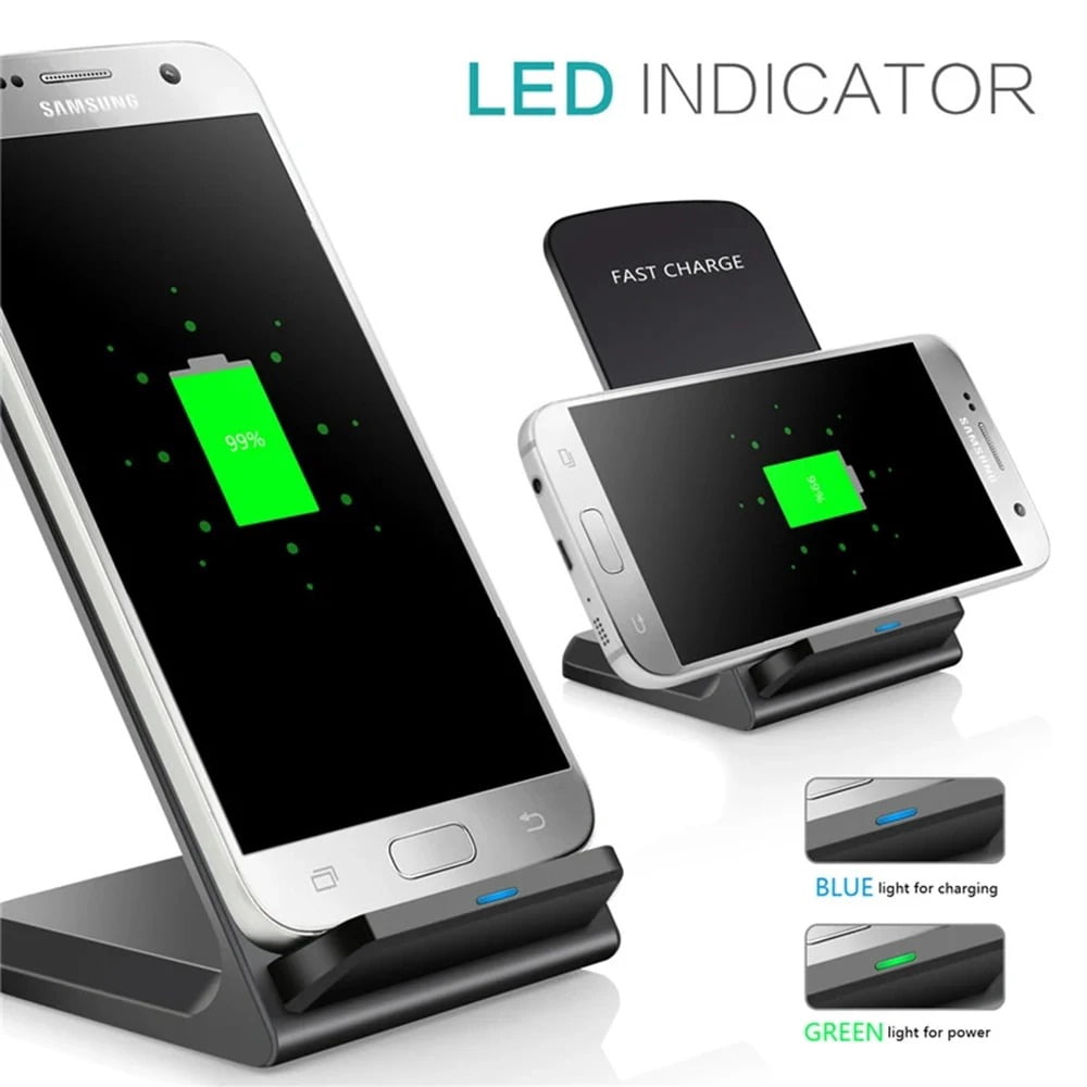 2‑Pack Wireless Fast Charger Stand Dock Cradle Universal Qi Charging Pad Compatible with iPhone Samsung Galaxy Android Phones Desk Mount USB‑C Power Delivery
