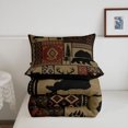 thumbnail image 5 of Manfei Classic Aztec Full Size Comforter Sets,Jungle Deer Bear Bedding Comforter Set,Brown,Black Reversible,3 Pieces,1 Comforter and 2 Pillowcases, 5 of 7