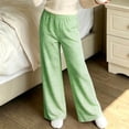 thumbnail image 2 of YUANxueke Girls Elastic Waist Pants Casual Striped Outdoor Straight Leg Soft Comfy Trousers for 4-16 Years, 2 of 6