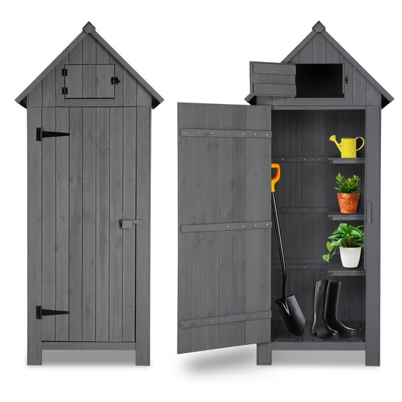 EasingRoom 70'' Outdoor Storage Shed Garden Shed Tool Cabinet,Lockers w/ Asphalt Roof