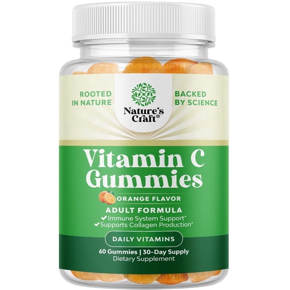 Natures Craft Vitamin C Gummies, Delicious Immune Support Gummies for Adults, 60 Count