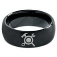 thumbnail image 2 of Tungsten Hammer Wrench Screw Crossed Band Ring 8mm Men Women Comfort Fit Black Dome Brushed Polished, 2 of 4