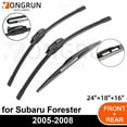 thumbnail image 2 of Car Wiper for Subaru Forester 2005-2008 Front Rear Windshield Windscreen Wiper Blade Rubber Accessories 24" + 18" 16" 2005 2006 2007 2008, 2 of 7