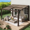 thumbnail image 6 of MELLCOM Gazebo 10x13 with Adjustable Polycarbonate Roofs, All Aluminum Frame Permanent Pergola for Patio, Outdoor Freestanding Shelter, Dark Brown, 6 of 9