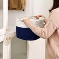 thumbnail image 4 of Rope Basket for Storage - 12”x10”x9” Storage Bins, Decorative Basket for Blankets, Woven Basket with Handles, Storage Baskets for Shelves, Home, Laundry (4 Pack, White & Navy Blue), 4 of 14
