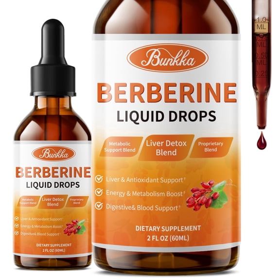 Berberine Liquid Drops with Ceylon Cinnamon, Bitter Melon, Ginger,Turmeric -Berberine Supplement - Pineapple Flavor - 2 FL OZ