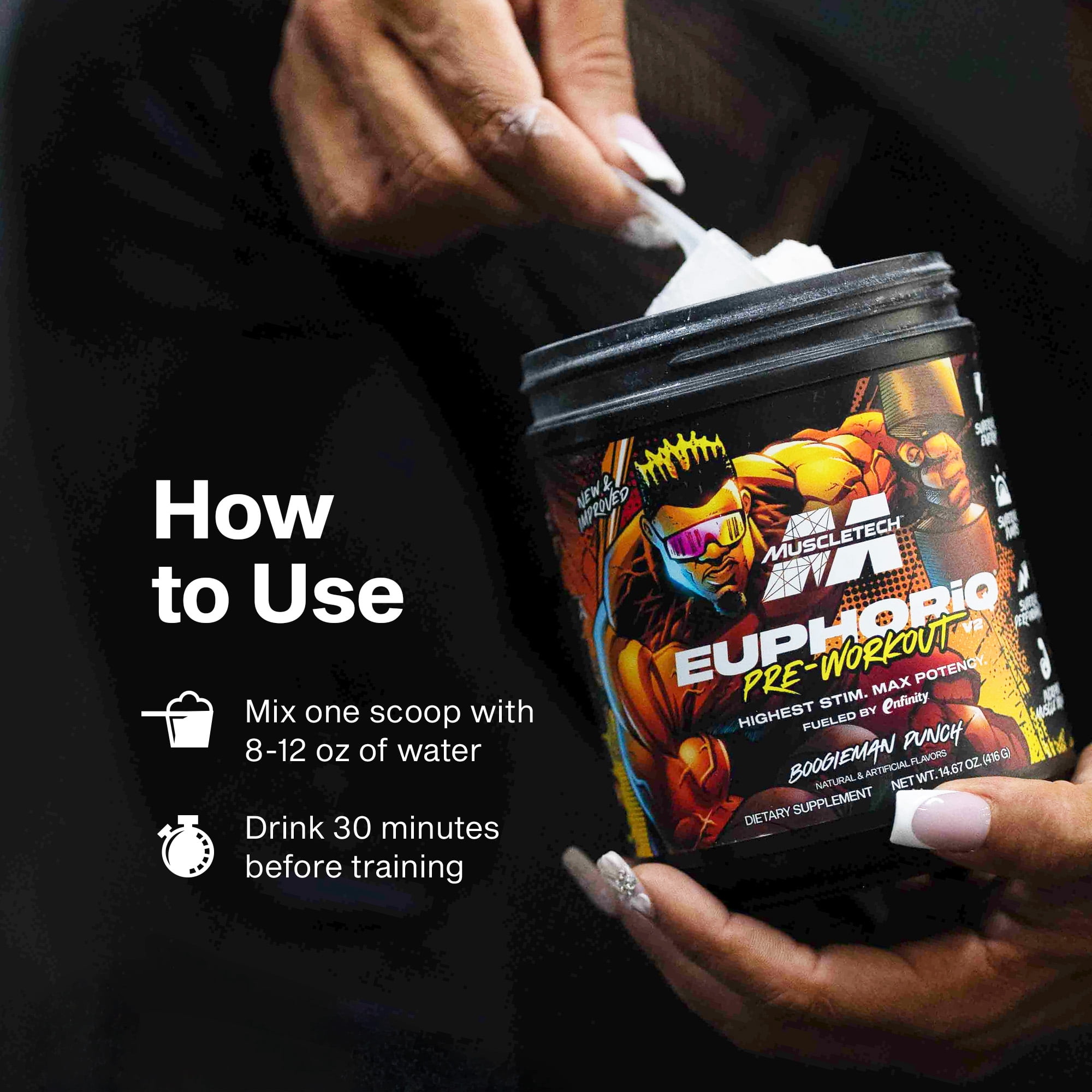 MuscleTech EuphoriQ Preworkout Powder and Energy Support, Boogieman Punch
