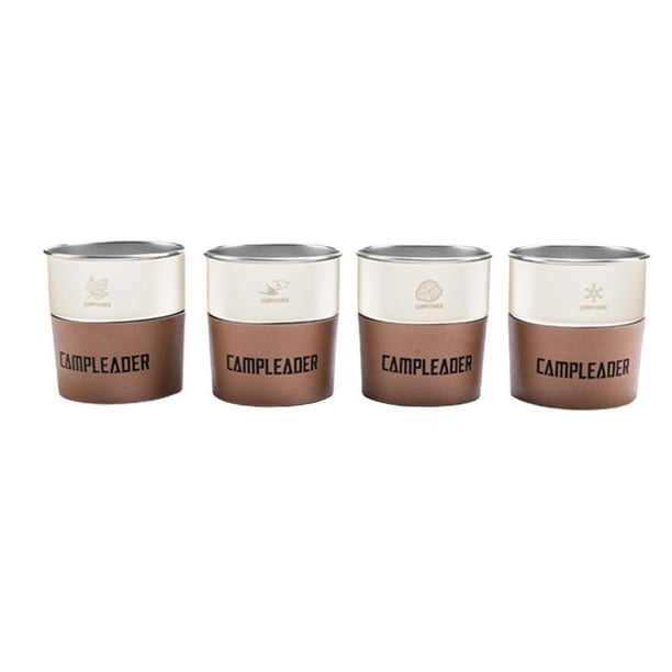 4 fundas de acero inoxidable para vasos de metal, para camping, irrompibles. Blanco lechoso