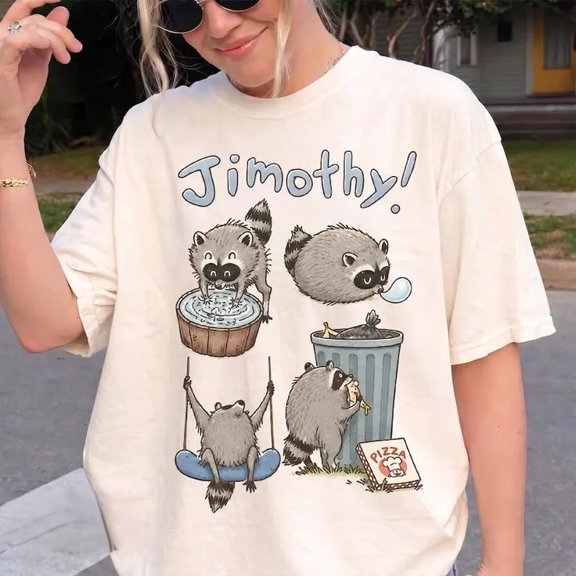 Cute Jimothy Raccoon T-Shirt, Funny Trash Panda T-Shirt,Cottagecore Aesthetic, Animal Lover Gift,Quirky Graphic Tee