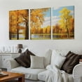 thumbnail image 2 of Nawypu  Canvas Print Wall Art Vibrant Golden Yellow Autumn Tree Pond Nature Wilderness Photography Realism Decorative Landscape Relax/Calm for Living Room, Bedroom 12''x16''X3 Panels, 2 of 4
