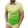 thumbnail image 2 of Awdenio Mens Tops Gradation Casual Printed Short Sleeve Turn Down Collar Buttons Side Split T-Shirt Blouse Tops Perfect for Summer Outdoors,Size M-4XL, 2 of 6