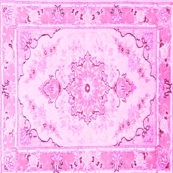 Ahgly Company Indoor Square Persian Pink Traditional Area Rugs, 4' Square