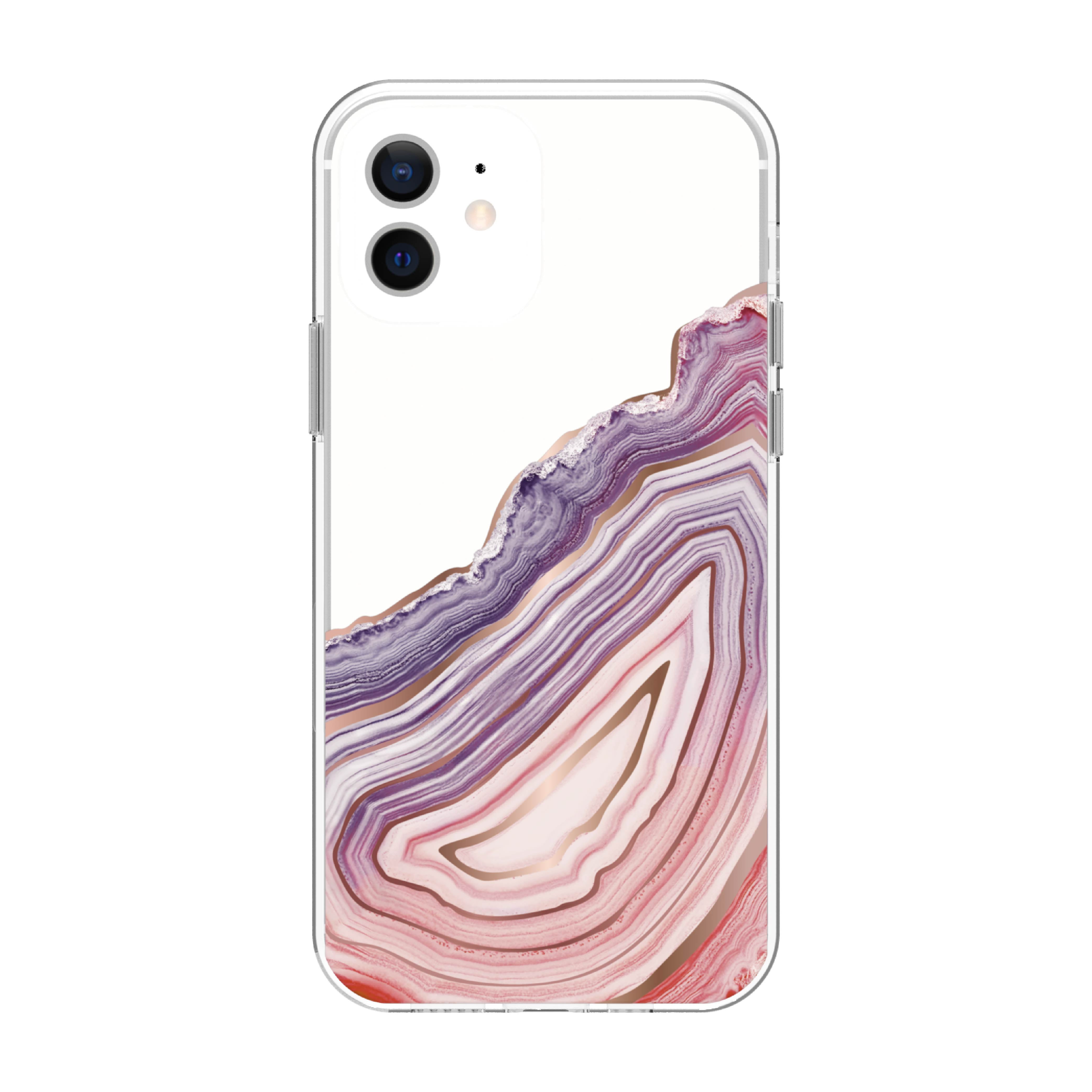 onn. Fashion Phone Case for iPhone 12, iPhone 12 Pro - Clear Blush Agate