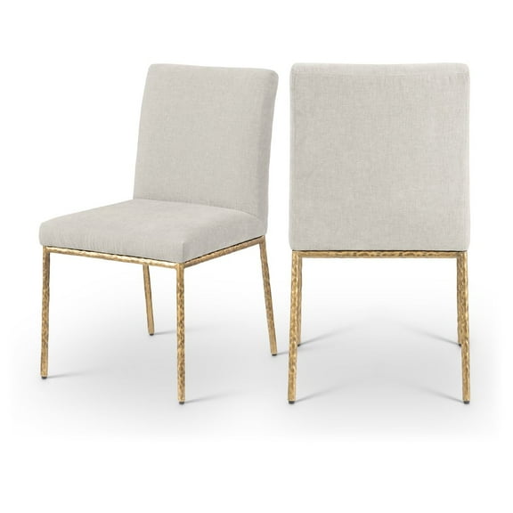 Meridian Furniture Reeves Cream Chenille Fabric Dining Side Chair (Set of 2)