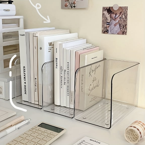 Book Stand Desktop Fixed Book Storage Box Transparent File Rack Acrylic Desktop Bookshelf Office Organizer