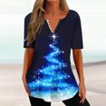 thumbnail image 6 of Women Short Sleeve Thin section Christmas gift Durable Loose Fitting Leisure Chiffon Fashion Sexy Lining Navy Trendy Short Sleeve Size 2XL, 6 of 6