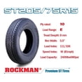 thumbnail image 3 of ROCKMAN Trailer Tire Wheel Assembly ST205/75R15 10-Ply E 111M Heavy Duty 2400lbs w/5 Lug on 5" PCD White Spoke Rim ,SET 2, 3 of 5