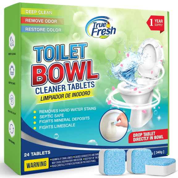 True Fresh Toilet Bowl Cleaner Tablets 24 Count - Lemon Scented Toilet Bowl Tablets for Sparkling Clean Toilet Bowl