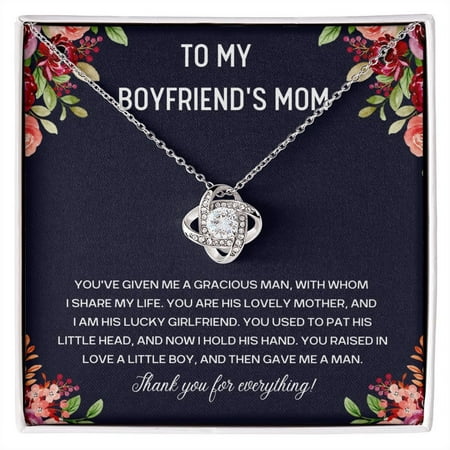 Boyfriend s Mom Necklace with Gift Box and Heart Touching Messege Card on Mothers Day Love Knot Necklace Gift For Boyfriends Mom From Girlfriend Custom Birthday Gift For Future Mother In Law