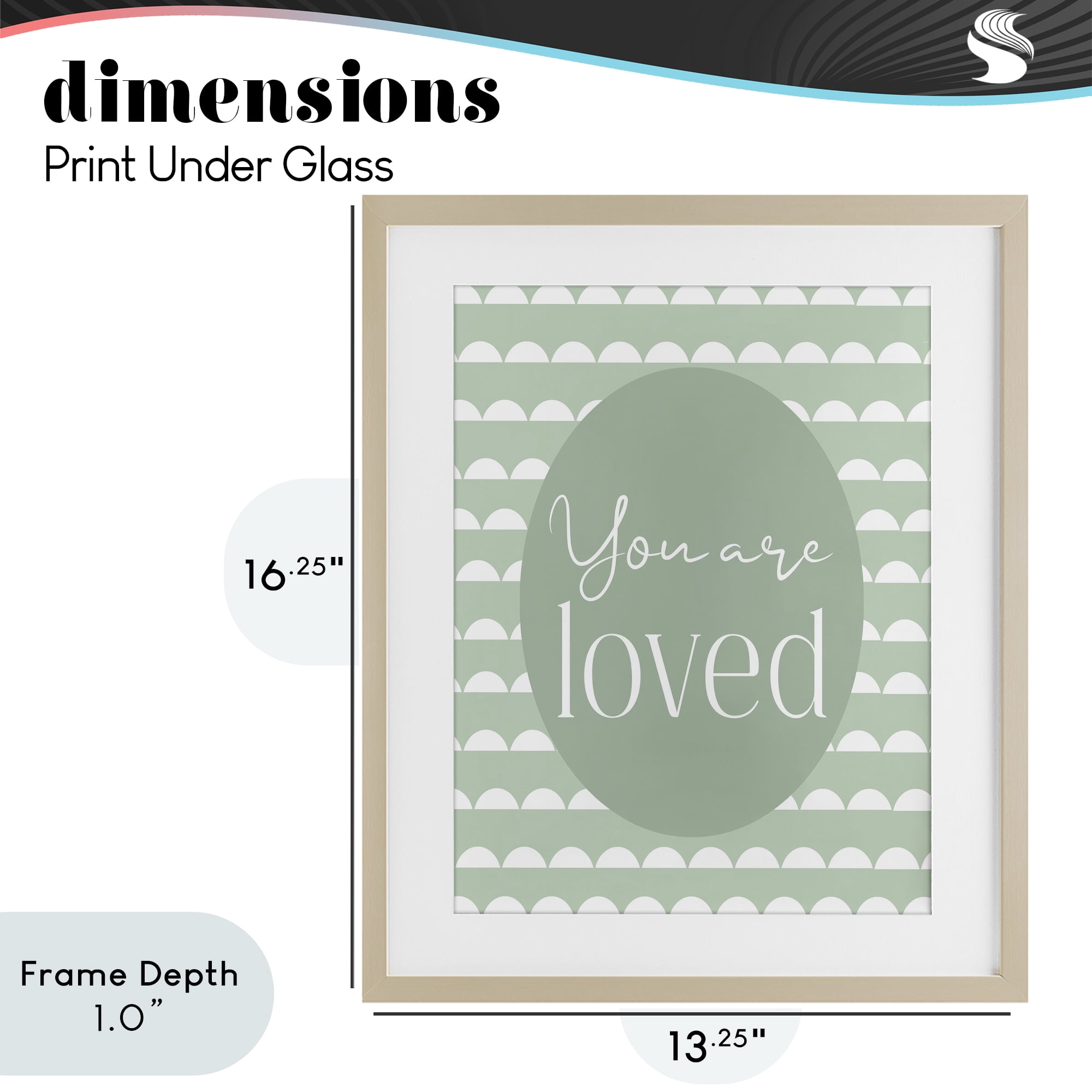 Stupell Industries You Are Loved Light Green Birch Framed Print Under Glass, design by Christine Simpson Art