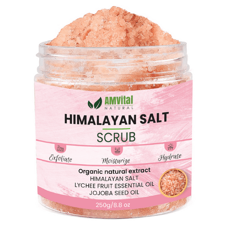 AMVital Himalayan Salt Body Scrub  Helps to Moisturize and Soften Skin  Deep Cleansing Facial Cream for All Skin Types