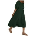 thumbnail image 1 of Robes Noires pour Femmes Mode Femmes Ample Couleur Unie Col Rond Manches Bouffantes Robe Décontractée Manches Courtes, 1 of 5