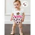 thumbnail image 3 of Rovasas Newborn Girl Outfit Embroidery Rugby Fly Sleeve Romper with Hairband, 3 of 9