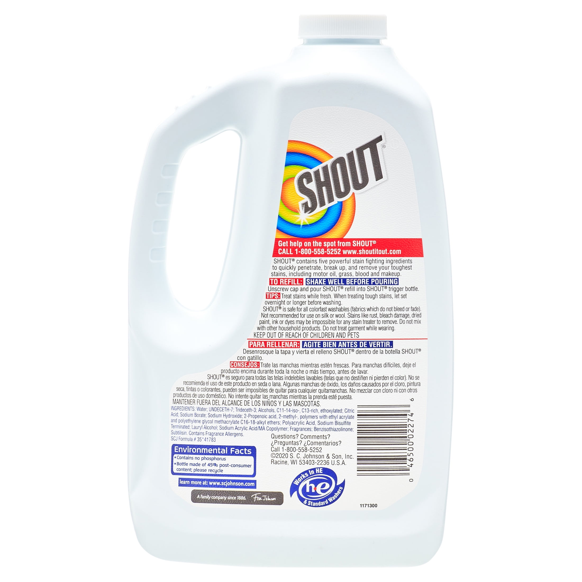 Shout Triple-Acting Refill, Laundry Stain Remover, 60 Ounce 