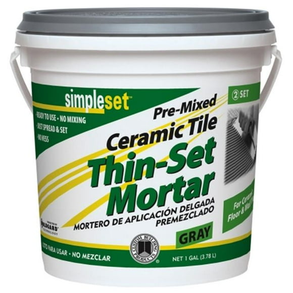 Custom Building Products 1 Gallon Gray Pre-Mixed Ceramic Tile Thin-Set Mortar C - Pack of 2