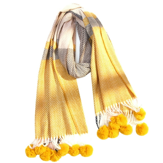 Bangcool Foulard d'Hiver Mignonne Mode à Pompon Foulard Décorative à Pompons Châle Chaud pour Femmes