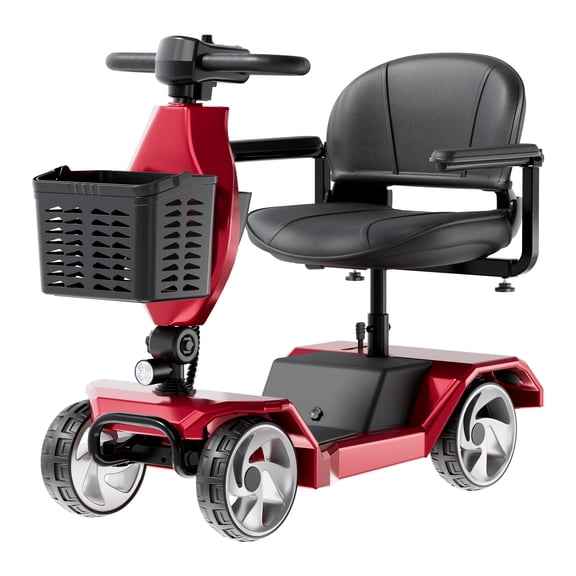 Serianie Foldable Mobility Scooters for Seniors, Mobility Scooters for Adults, 4 Wheel Powered Electric Wheelchair, Mobility Scooter with Seat, Folding Travel Motorized Scooter - Red