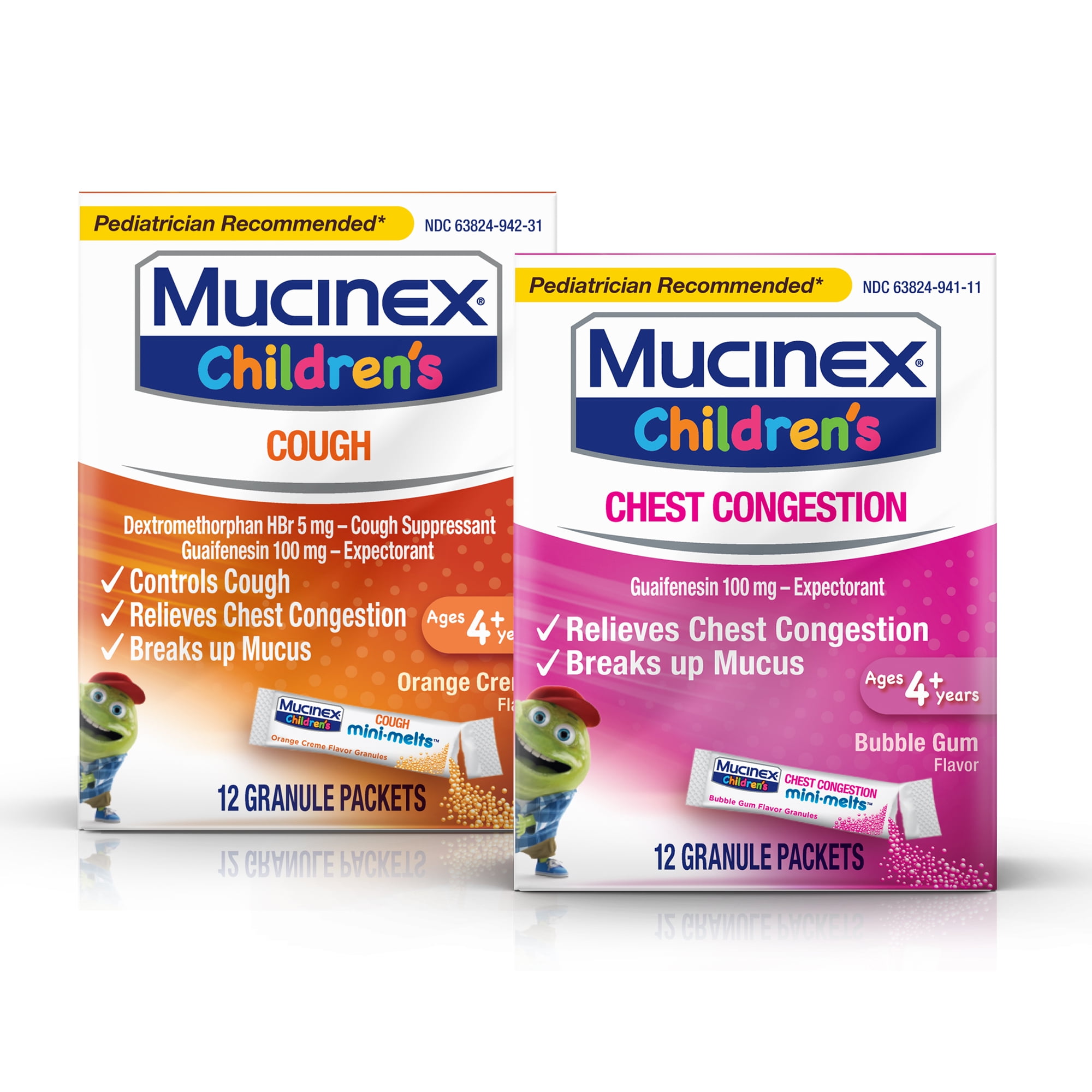 Mucinex Children's Chest Congestion Expectorant Bubble Gum Mini-Melts Packets, 12 count