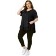 thumbnail image 3 of DARING DIVA Women's Plus T Shirts Henley V Neck Button Up  Ruffled Blouses Tops 1X Black, 3 of 6