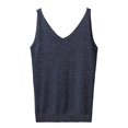 thumbnail image 3 of ZHOGXU Women's Tank Tops Sleeveless V Neck Solid Color Ribbed Comfortable Slim Fit Breathable Layering Vest For Daily Wear,Dark Blue,One Size, 3 of 4