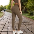 thumbnail image 5 of High Waist Ribbed Seamless Leggings with Stretch Compression Fit - Small, Beige, 5 of 6