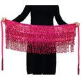 thumbnail image 2 of Jumpingount a la cadera para danza del vientre a la moda, faldas con borlas, multicolor, hermosa lentejuela, diamantes de imitación brillantes, Prendas para la parte inferior del cuerpo Rosa roja Jumpingount AP012243-02, 2 of 6