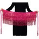 thumbnail image 1 of Sonducket a la cadera de moda, bufanda Retro con borlas, hermosa envoltura multicolor, ropa de baile, diamantes de imitación brillantes, disfraz Prendas para la parte inferior del cuerpo Rosa roja, 1 of 6