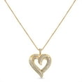 thumbnail image 3 of 14K Yellow Gold Plated .925 Sterling Silver 3/4 Cttw Round and Baguette-Cut Diamond Open Heart 18" Pendant Necklace (I-J Color, I2-I3 Clarity), 3 of 8