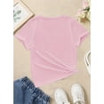 thumbnail image 2 of Girls' Breathable Stretch T-Shirt with Blue Bow Print - Casual Round Neck Summer Top, Machine Washable Leisure Outing Tees, Casual Cute Tee, Comfy Top, Summer Cool Gift, 2 of 5