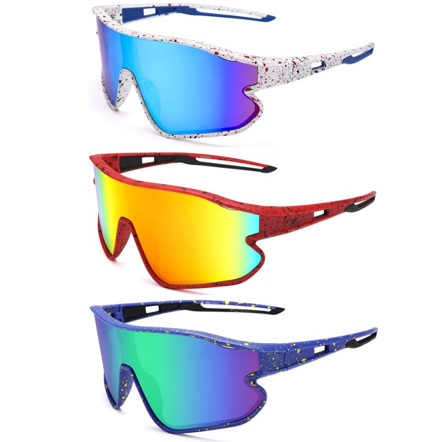 Gafas de Sol GLARDEFE para Niños de Béisbol Juveniles Edad 6-14 Blanco/Azul