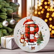 Personalized Christmas Ornaments 2025 Ceramic Custom Name Date Initial A-Z Monogram Christmas Ornament Personalized Ornament Christmas Xmas Tree Decorations for Kids Couples Family Friends